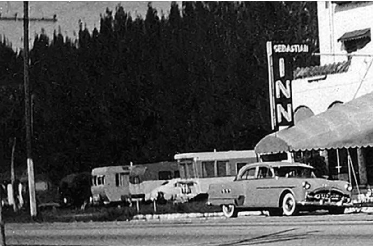 Trailer parks eventually were built north and south of the Sebastian Inn on the Indian River Lagoon. The hotel was built in 1925, opened in 1926, and expanded northward over the years. Earl Roberts of Earl's Hideaway owned the hotel from 1944-55. That's when he and life partner Grace Martin, the hotel assistant manager and restaurant hostess, moved Earl's Bar & Package Store from the hotel to '3/4 miles north on left,' a sign said.