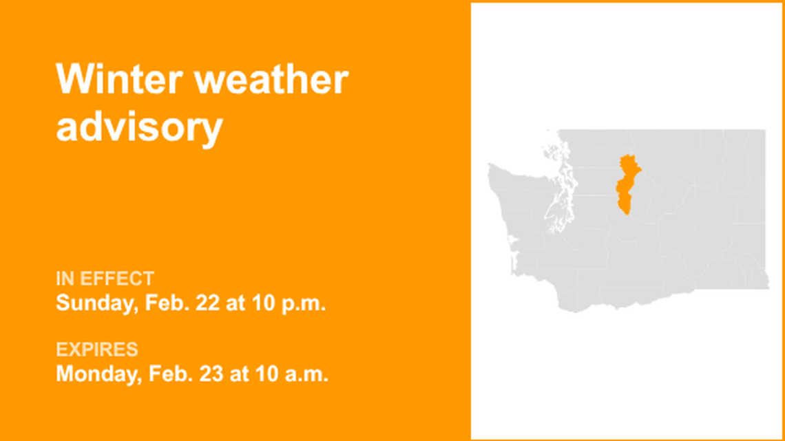UPDATE: Winter weather advisory in place for Western Chelan County until Monday afternoon 
