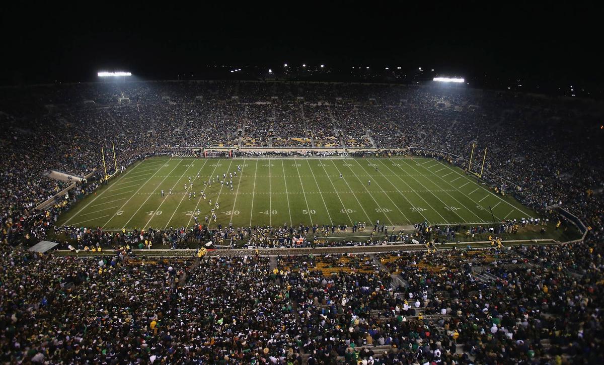  SOUTH BEND, IN - NOVEMBER 17: A general view of Notre Dame Stadium as the Notre Dame Fighting Irish take on the Wake Forest Demon Deacons on November 17, 2012 in South Bend, Indiana. Notre Dame defeated Wake Forest 38-0. (Photo by Jonathan Daniel/Getty Images) 