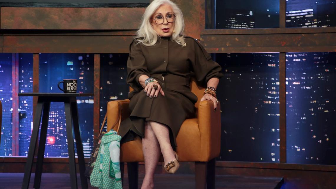 MEXICO CITY, MEXICO - APRIL 22: Laura Zapata speaks about villains characters, during the special show as part of the second anniversary of 'De Noche ¡Ya Se Armo! at XEW Studio on April 22, 2025 in Mexico City, Mexico. (Photo by Medios y Media/Getty Images)