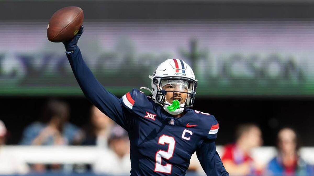  Nov 22, 2025; Tucson, Arizona, USA; Arizona Wildcats defensive back Treydan Stukes (2) against the Baylor Bears at Casino Del Sol Stadium. Mandatory Credit: Mark J. Rebilas-Imagn Images | Mark J. Rebilas-Imagn Images 