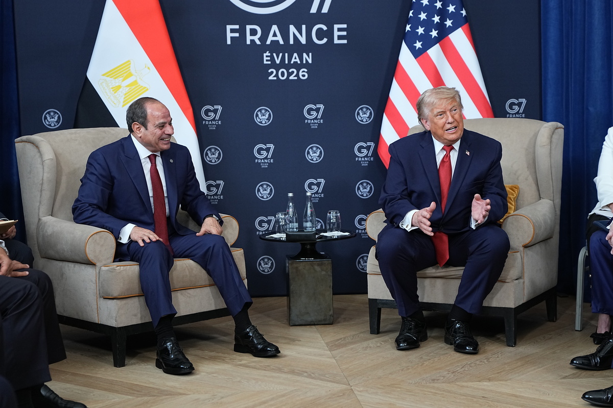 President Donald Trump hosts a meeting with President Abdel Fattah el-Sissi of Egypt at the G7 Summit in Evian-les-Bains, France, on Wednesday, June 17, 2026. (Photo by Haiyun Jiang/The New York Times)