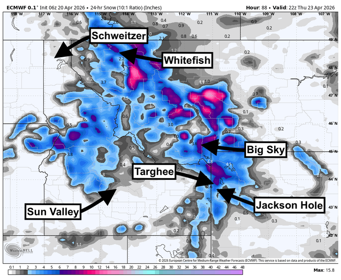  ECMWF Thursday snowfall. 