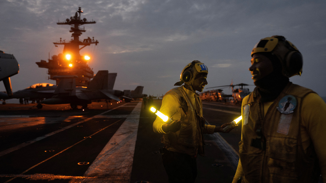 Aboard the USS George Washington, young sailors adjust to war with Iran 