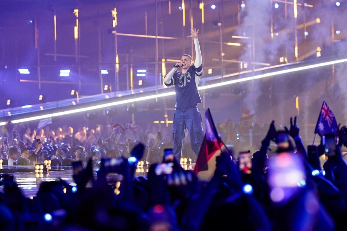 Satoshi, representing Moldova, performs "Viva, Moldova!" during the Grand Final of the 2026 Eurovision Song Contest in Vienna, Austria, May 16, 2026. REUTERS/Lisa Leutner
