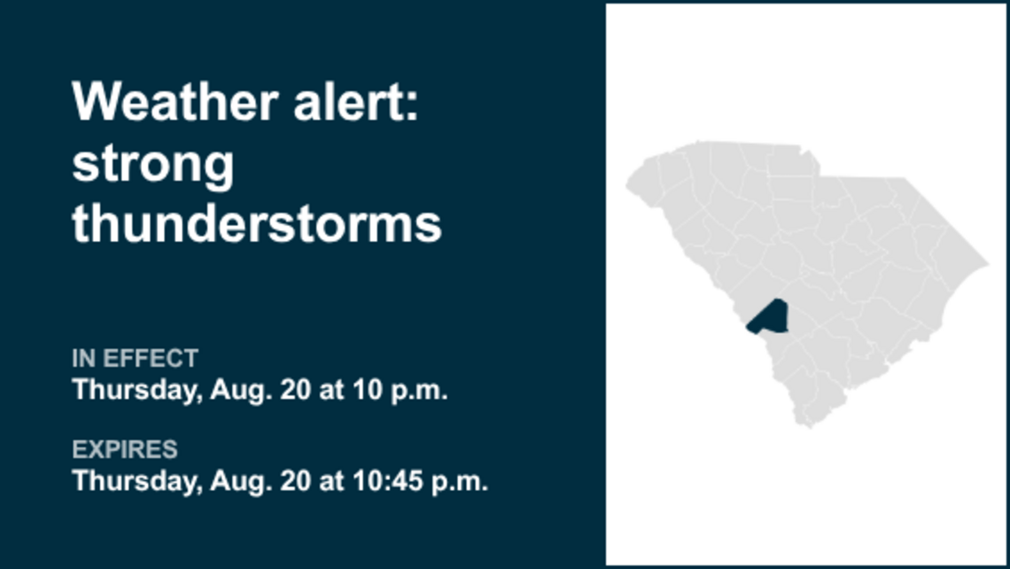 Weather alert affecting Barnwell County Thursday night, says the NWS 