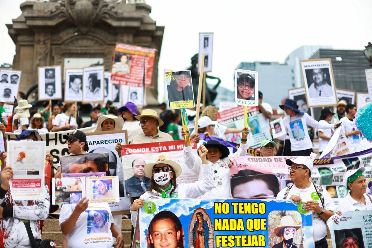 Collectives and families of the disappeared march on Mother's day asking for support in their fight against impunity in Mexico ahead of the 2026 FIFA World Cup, in Mexico City, Mexico May 10, 2026. REUTERS/Raquel Cunha