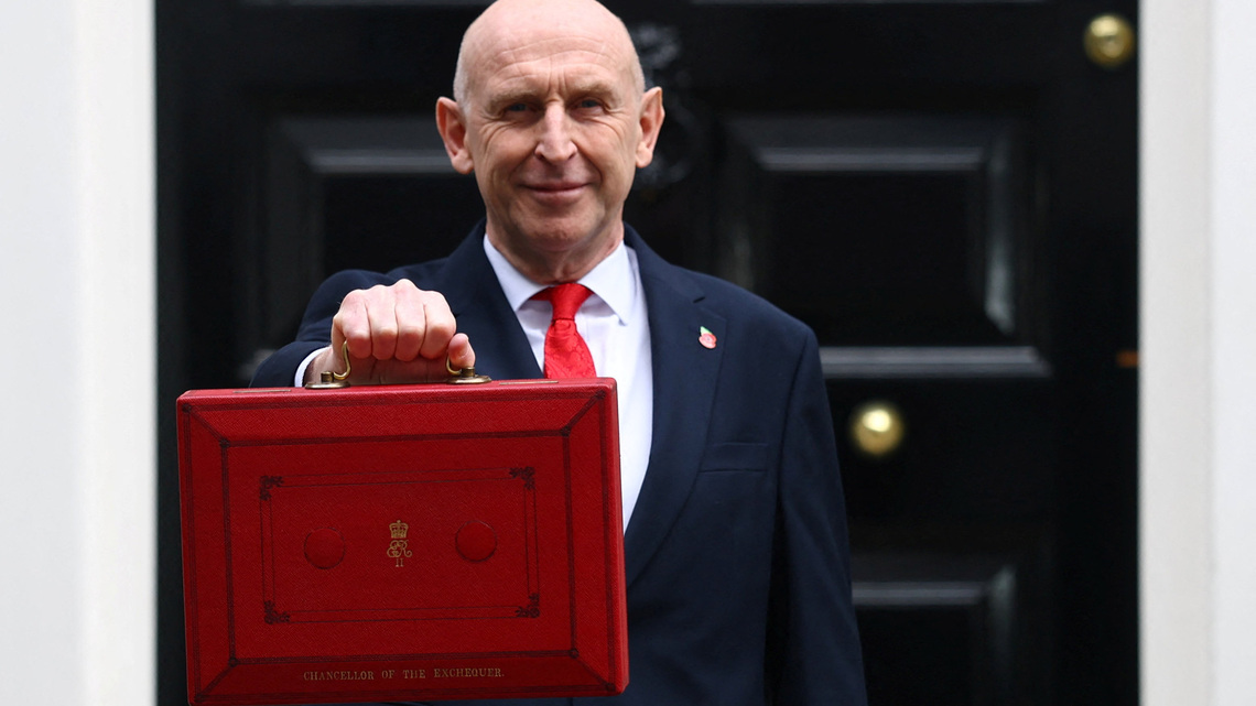 UK economic growth downgraded to 1% in 2027, Healey says in first budget 