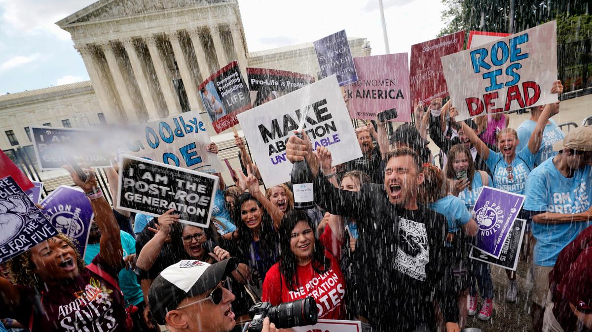 Anti-abortion advocates outside the Supreme Court in Washington on June 24.