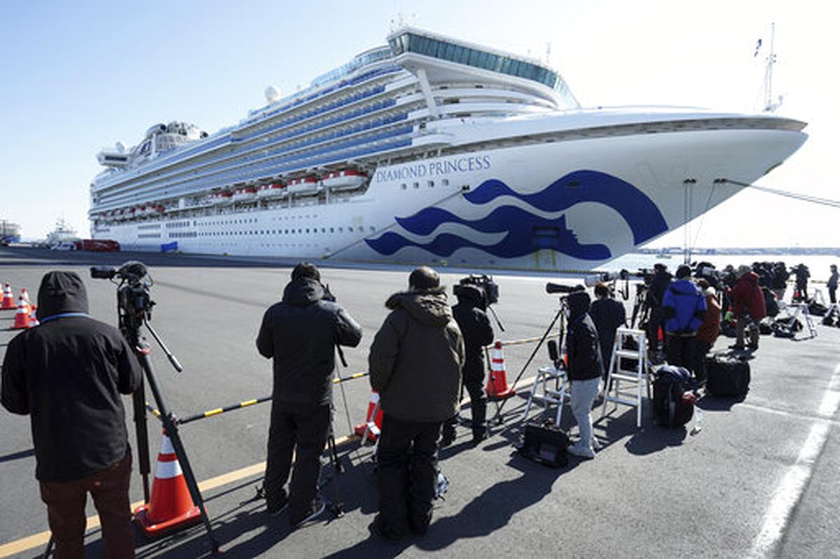 FILE - In this Feb. 9, 2020, file photo, the cruise ship Diamond Princess is anchored off the Yokohama Port in Yokohama, near Tokyo.