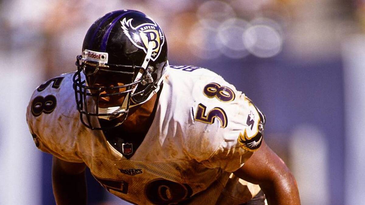  Sep 28, 1997; San Diego, CA, USA; FILE PHOTO; Baltimore Ravens linebacker Peter Boulware (58) in action against the San Diego Chargers at Qualcomm Stadium. Mandatory Credit: Peter Brouillet-USA TODAY NETWORK | IMAGN IMAGES via Reuters Connect 