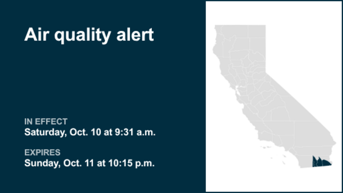 Air quality alert affecting Southern California Sunday