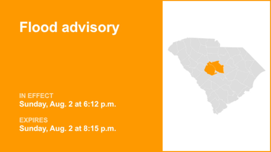 Flood advisory active for Lexington and Richland counties Sunday evening 