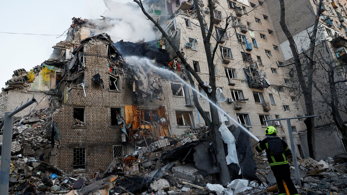 Russian drone, missile attack on Kyiv hits residential buildings, injures 16 