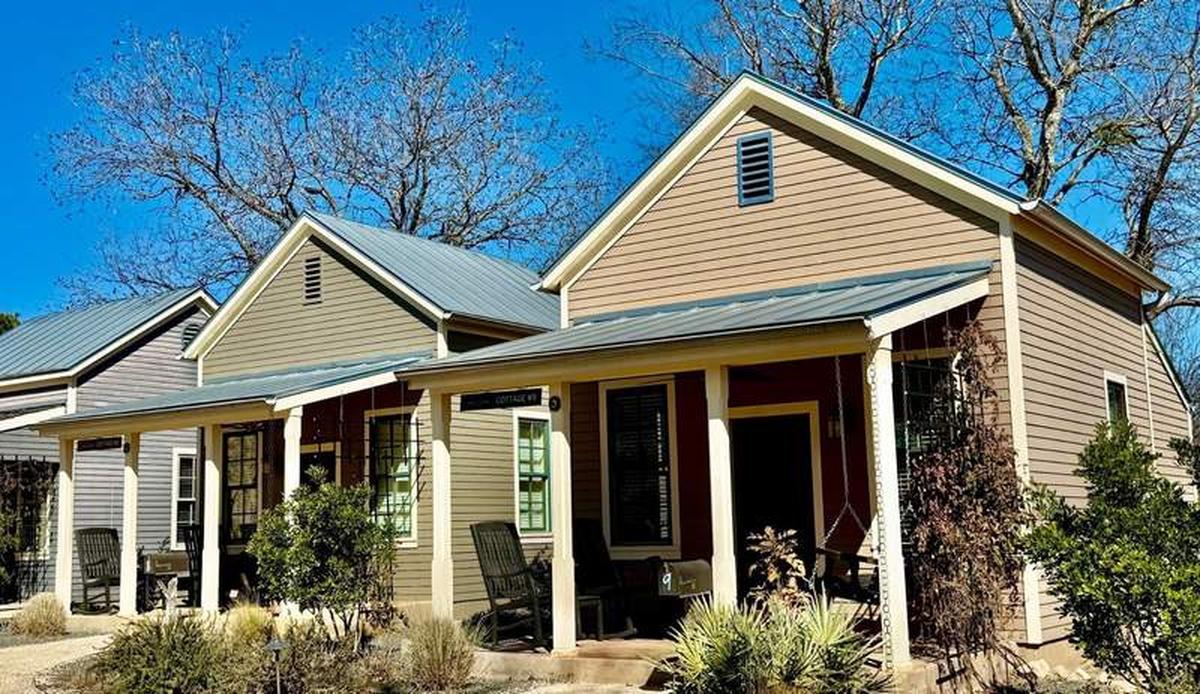  Sunday houses are simple structures, recreating in-town weekend homes for families leaving the farm for church days. Rent these at Hill Country Herb Garden. Photo credit: Christine Tibbetts 