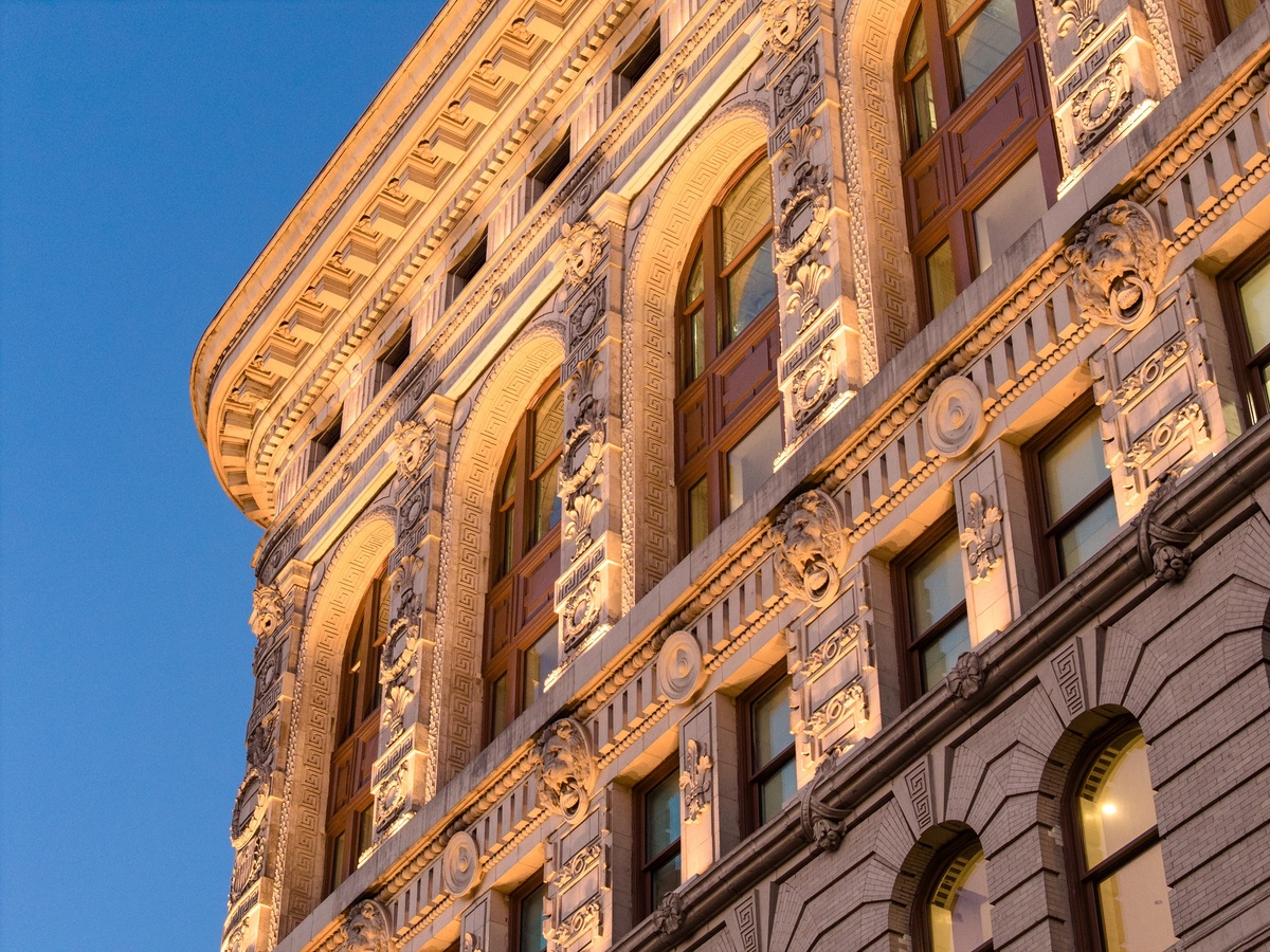  A never-before-seen close-up image of the lit-up façade of the Flatiron Building, shared with Newsweek for the first time. 