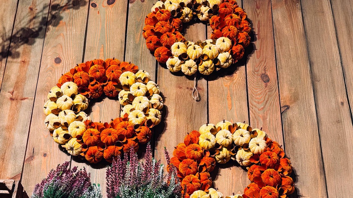 This DIYer Used Dollar Tree Items to Recreate Pottery Barn's Popular Pumpkin Wreath 
