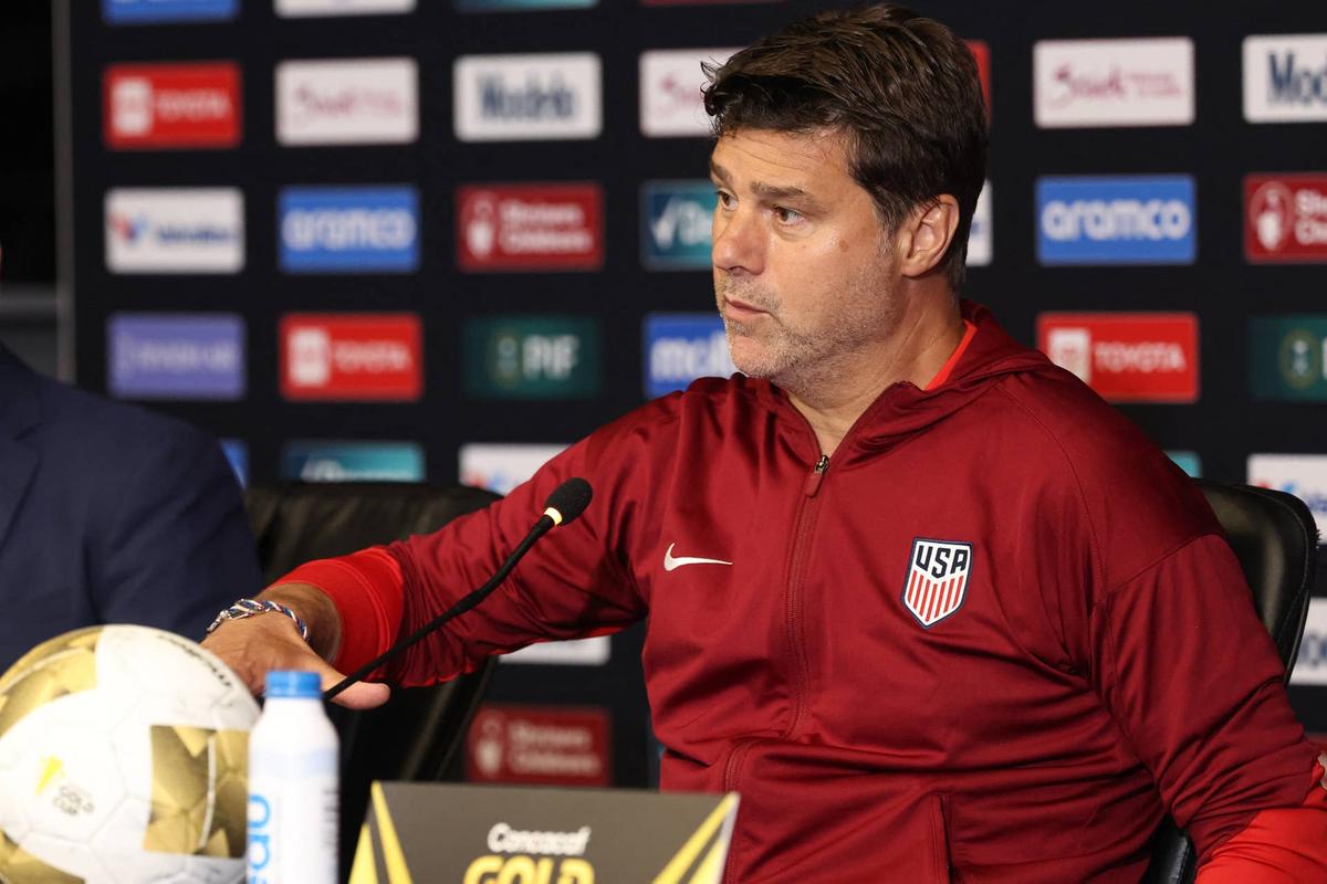  United States head coach Mauricio Pochettino speaks to the media after the Gold Cup final against Mexico in Houston on July 6, 2025. Troy Taormina-Imagn Images