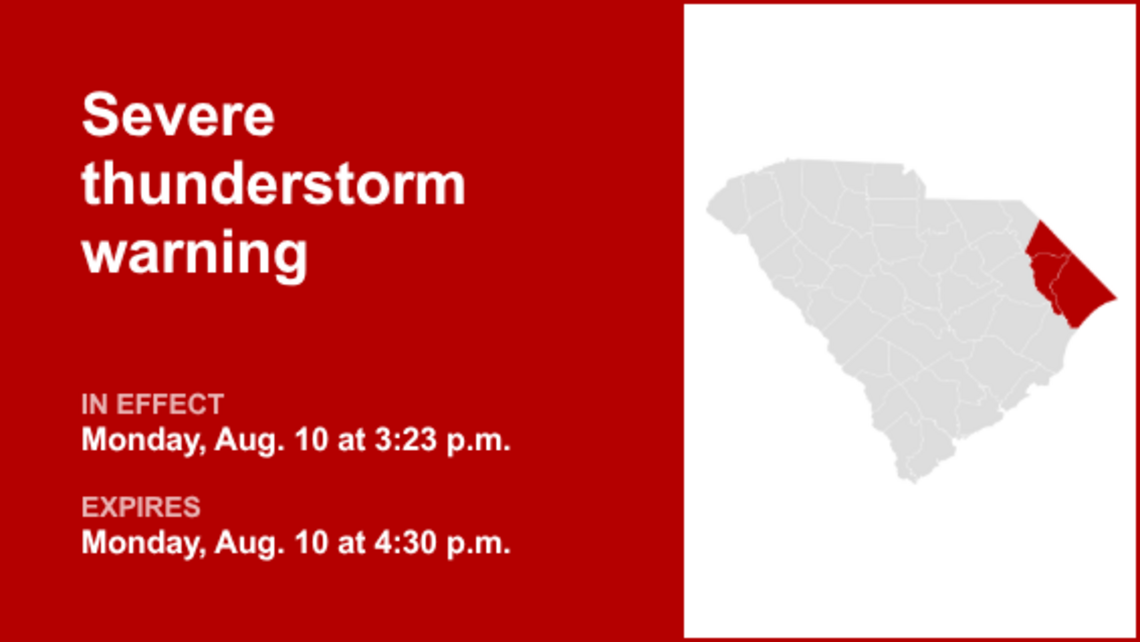UPDATE: Thunderstorms with quarter-sized hail in Pee Dee Monday - gusts up to 60 mph 