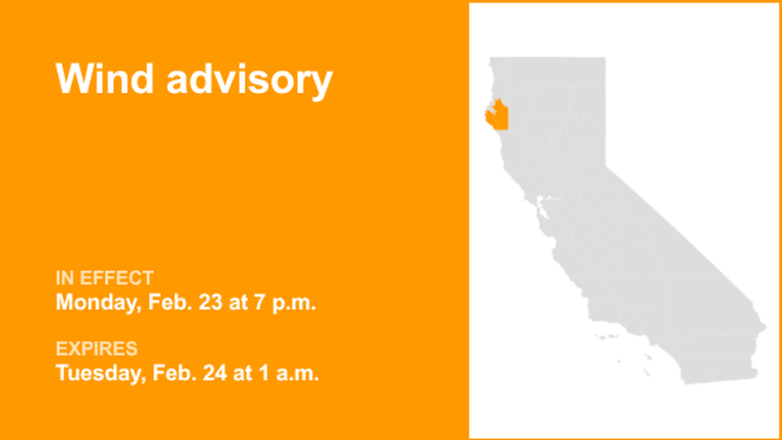 Wind advisory for Southwestern Humboldt and Southern Humboldt Interior for Monday and Tuesday 