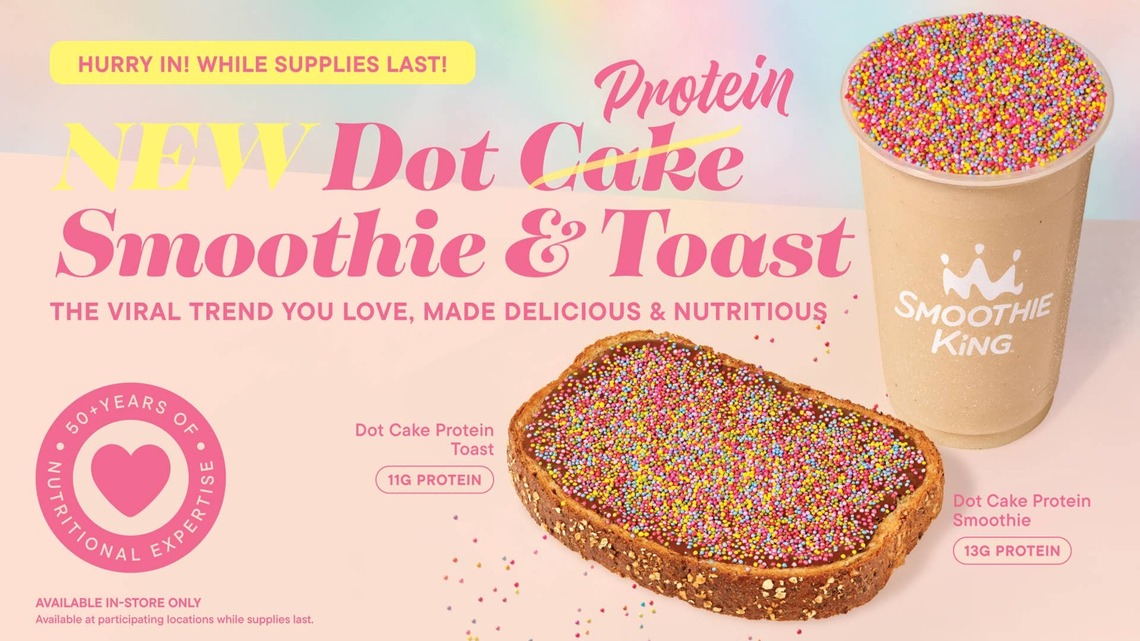 Smoothie King Is Turning the Viral Dot Cake Trend Into 2 New Limited-Time Menu Items 