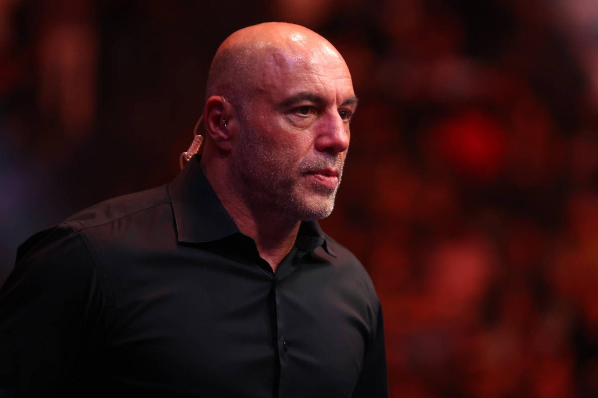  Apr 13, 2024; Las Vegas, Nevada, USA; UFC announcer Joe Rogan during UFC 300 at T-Mobile Arena. Mandatory Credit: Mark J. Rebilas-USA TODAY Sports 