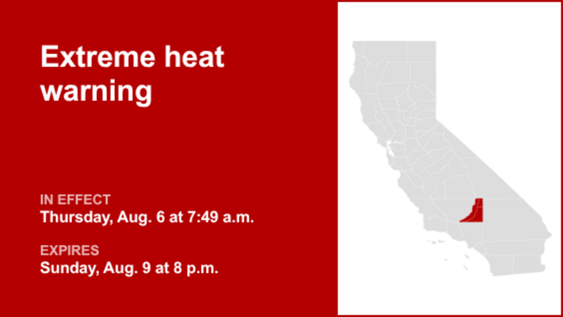 UPDATE: Extreme heat warning active for Central California Monday evening 
