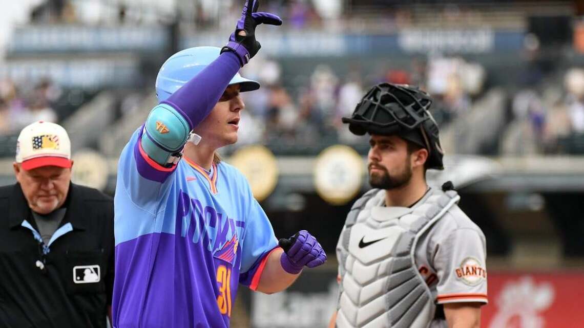 Jake McCarthy belts leadoff homer, slam as Rockies rout Giants