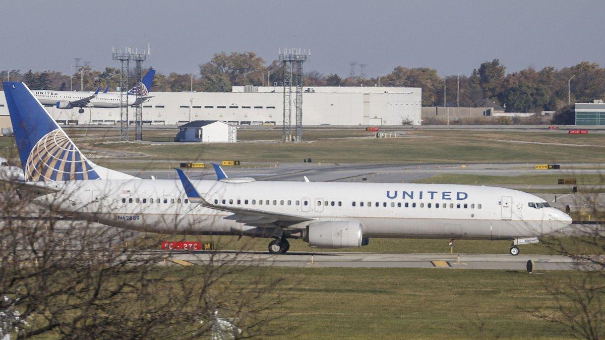 A United Airlines flight on approach to Newark International Airport on Sunday afternoon clipped the top of a truck and hit a light pole on the New Jersey Turnpike before landing safely. File Photo by Tannen Maury/UPI