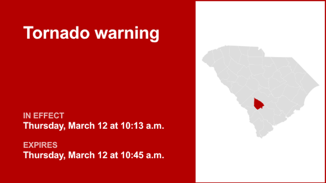 UPDATE: Tornado warning active for Bamberg County Thursday morning - seek safe shelter 