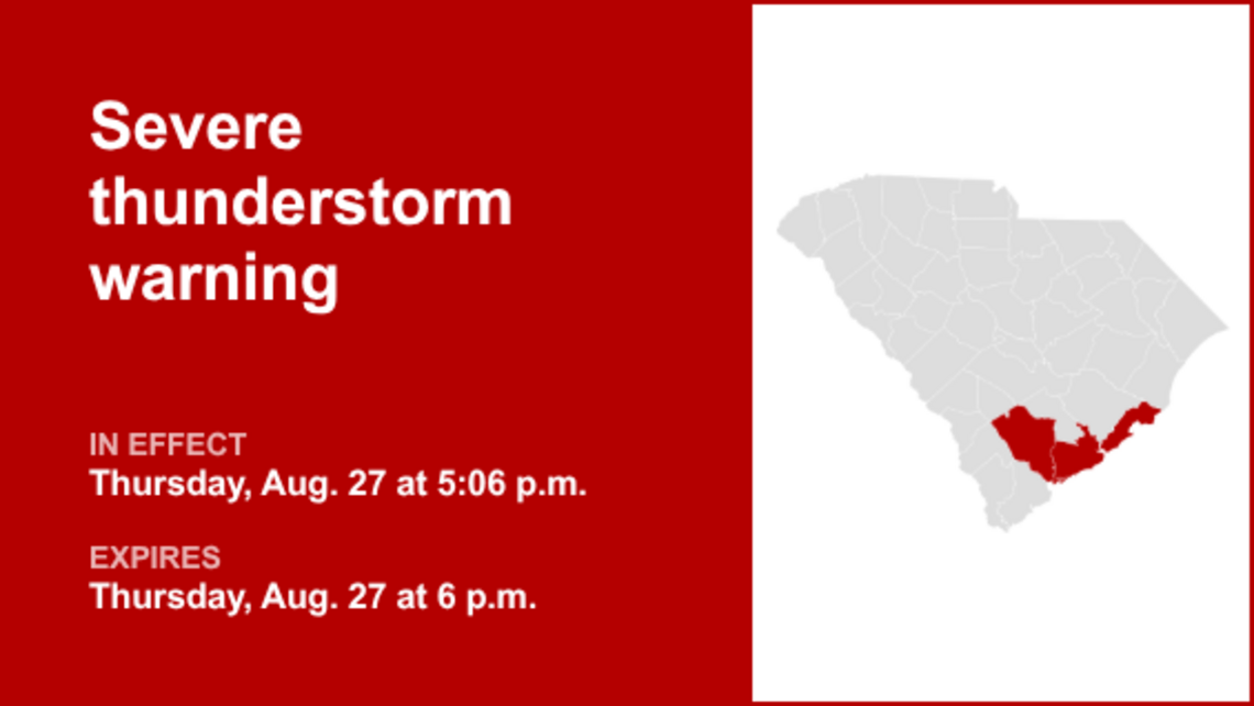 UPDATE: Severe thunderstorm warning previously issued will expire at 6 p.m. 