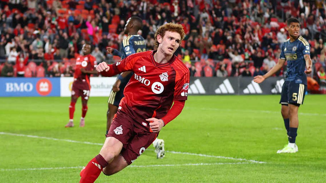  Toronto FC's Josh Sargent scored his second goal for the club against Philadelphia. | Vaughan Ridley/Getty Images 