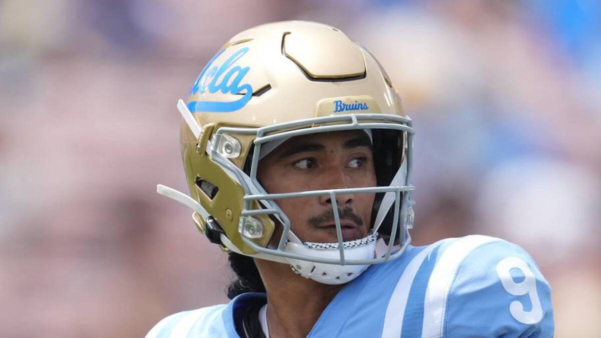  May 2, 2026; Pasadena, CA, USA; UCLA Bruins quarterback Nico Iamaleava (9) throws the ball during the spring game at Rose Bowl. Mandatory Credit: Kirby Lee-Imagn Images | Kirby Lee-Imagn Images 