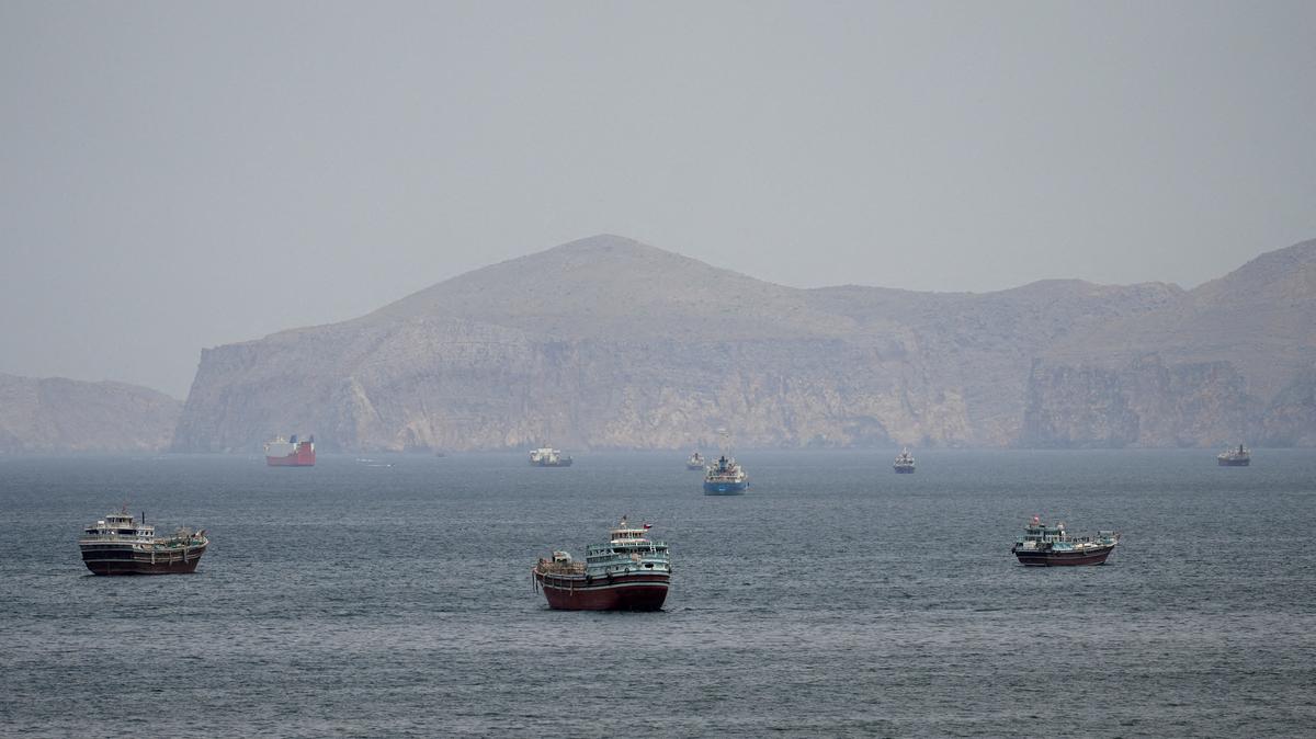 FILE PHOTO: Ships and boats in the Strait of Hormuz, Musandam, Oman, April 22, 2026. REUTERS/Stringer/File Photo