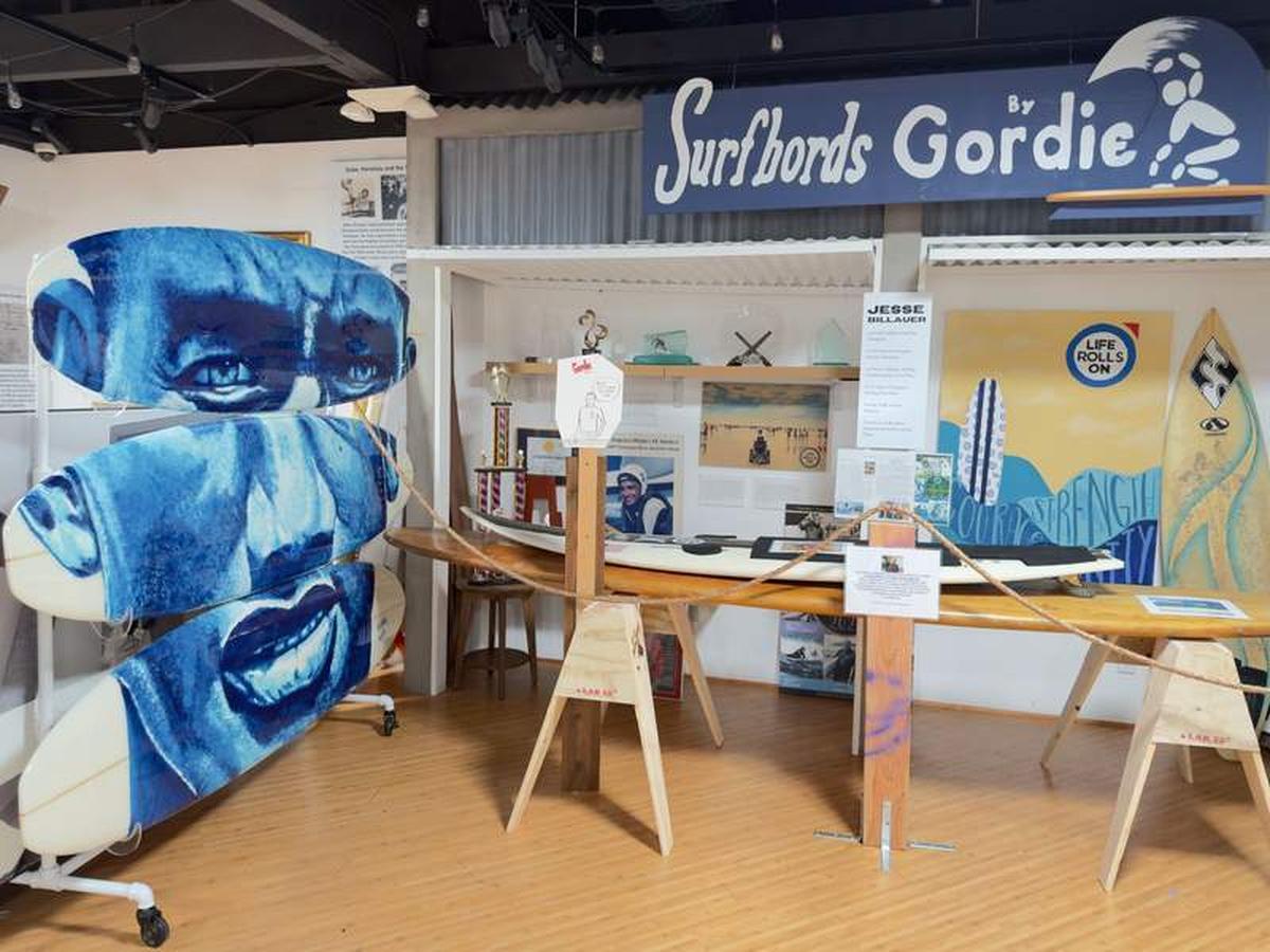  Surfing inspired art at the Surf Museum, Huntington Beach, CA. Photo credit: Kim Orlando 