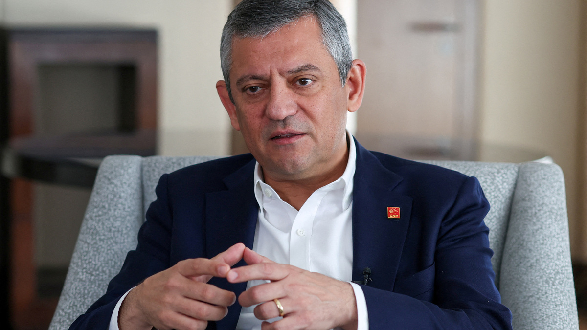 FILE PHOTO: Ozgur Ozel, leader of the main opposition Republican People's Party (CHP), speaks during an interview with Reuters in Istanbul, Turkey, March 11, 2026. REUTERS/Murad Sezer/File Photo
