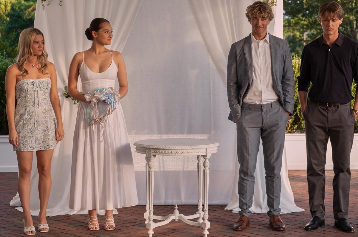 Taylor (Rain Spencer), Belly (Lola Tung), Jeremiah (Gavin Casalegno), Conrad (Christopher Briney) in “The Summer I Turned Pretty.”