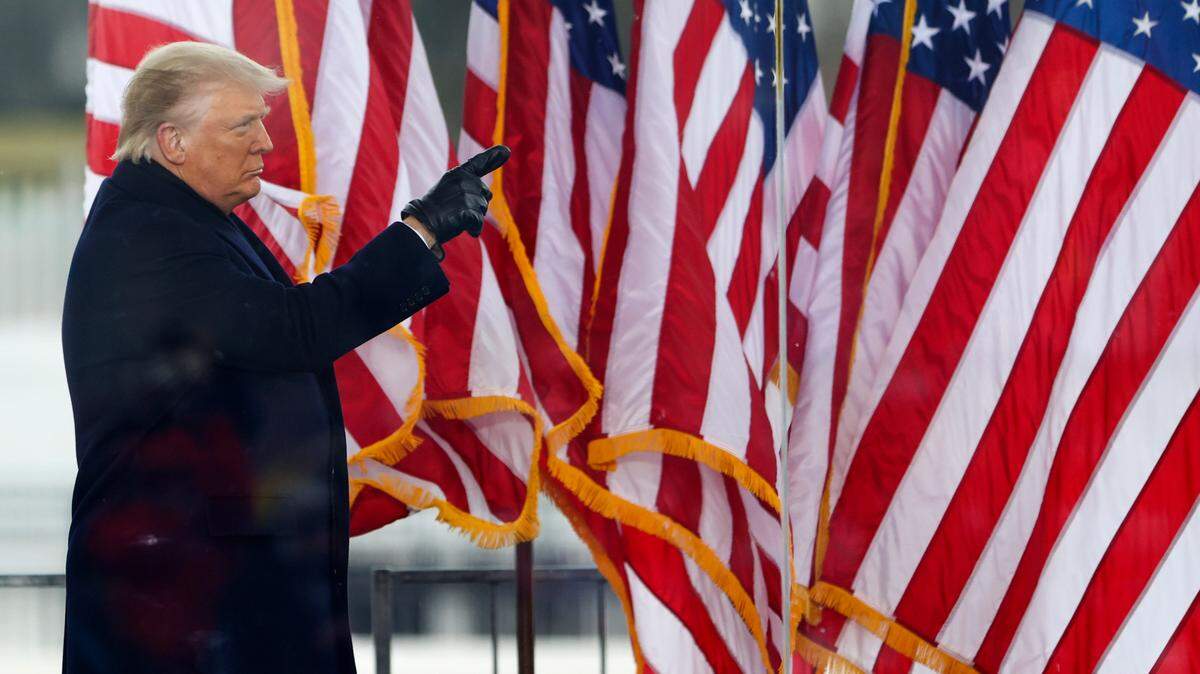 In this photo from Jan. 6, 2021, former President Donald Trump greets the crowd at the “Stop The Steal” Rally, in Washington, D.C.