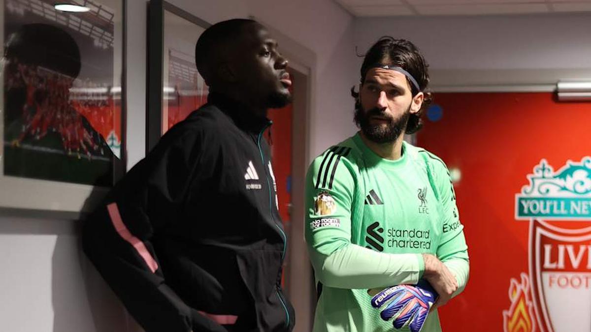  Alisson (right) and Ibrahima Konaté (left) both face uncertain futures. | Liverpool FC/Getty Images 