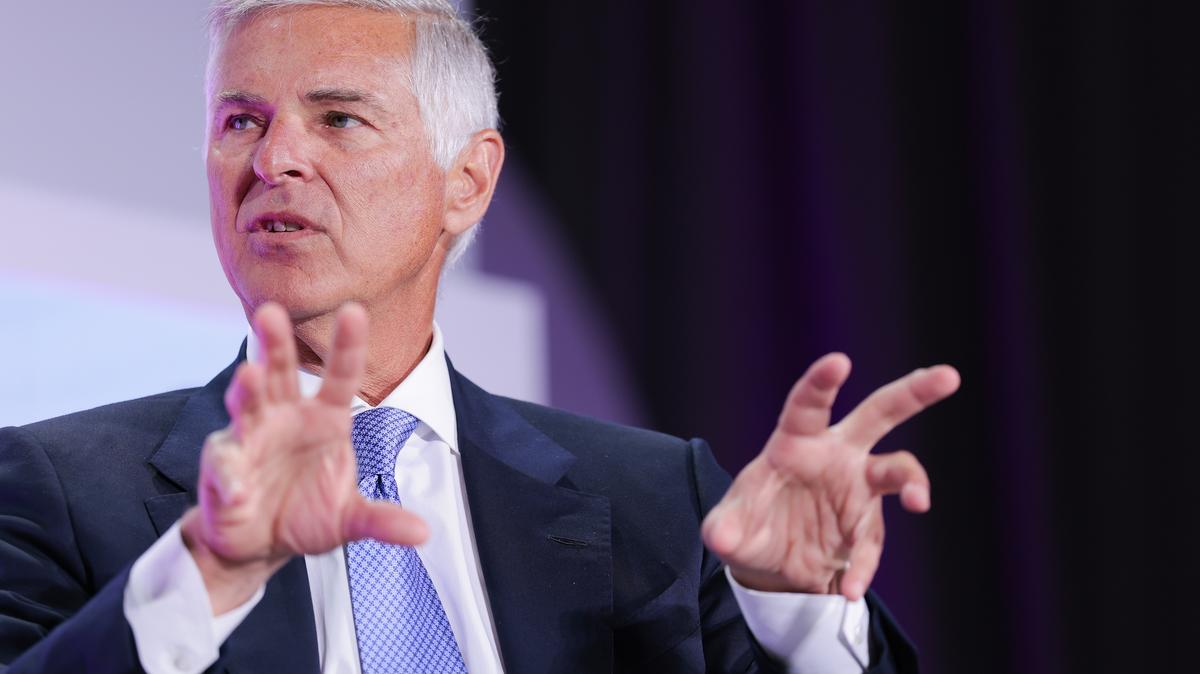 Business Leaders And Politicians Speak At Punchbowl’s News Conference In Washington. Chris Nassetta, President and CEO of Hilton, speaks at the Punchbowl News Conference at Union Station on March 10, 2026 in Washington, DC.