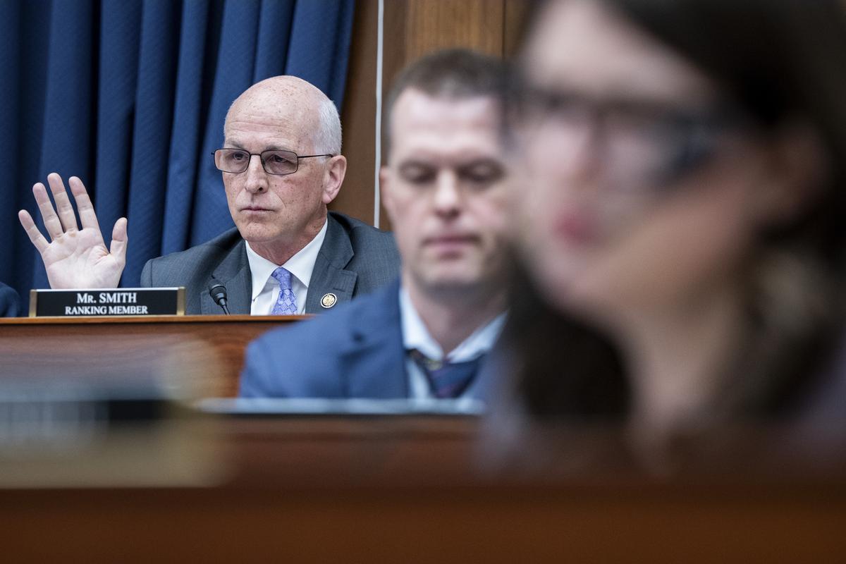 Rep. Adam Smith (D-Wash.) speaks during a House Armed Services Committee hearing on the Department of Defense's budget request on Capitol Hill in Washington, on Wednesday, April 29, 2026. The hearing saw testimony from Gen. Dan Caine, chairman of the Joint Chiefs of Staff and Defense Secretary Pete Hegseth. (Haiyun Jiang/The New York Times)