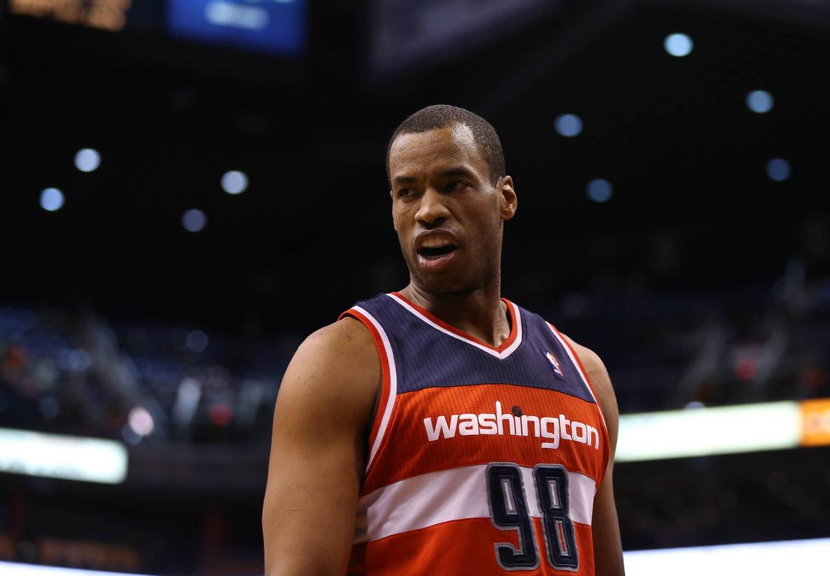  Mar. 20, 2013; Phoenix, AZ, USA: Washington Wizards center Jason Collins against the Phoenix Suns at the US Airways Center. The Wizards defeated the Suns 88-79. Mandatory Credit: Mark J. Rebilas-USA TODAY Sports 