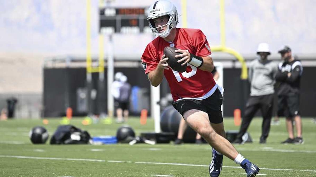 Mendoza has been impressive since running through his first drills with the Raiders during rookie minicamp. | Candice Ward-Imagn Images 