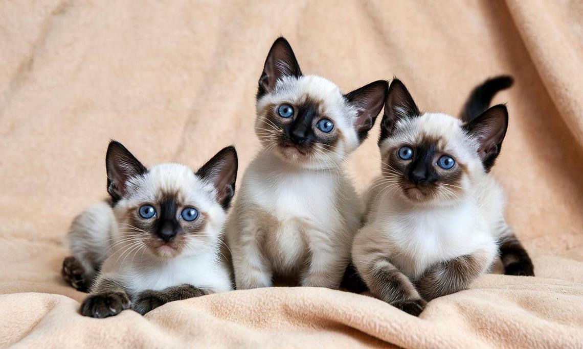  Three kittens cuddling. 