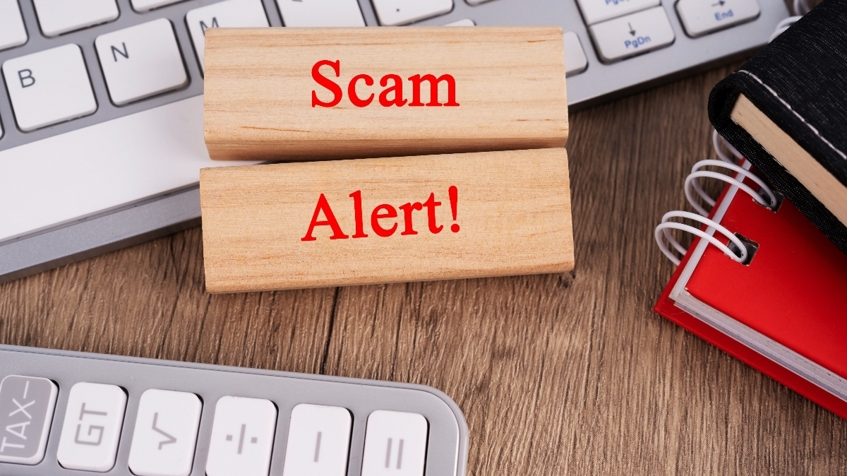 Scam alert stock image