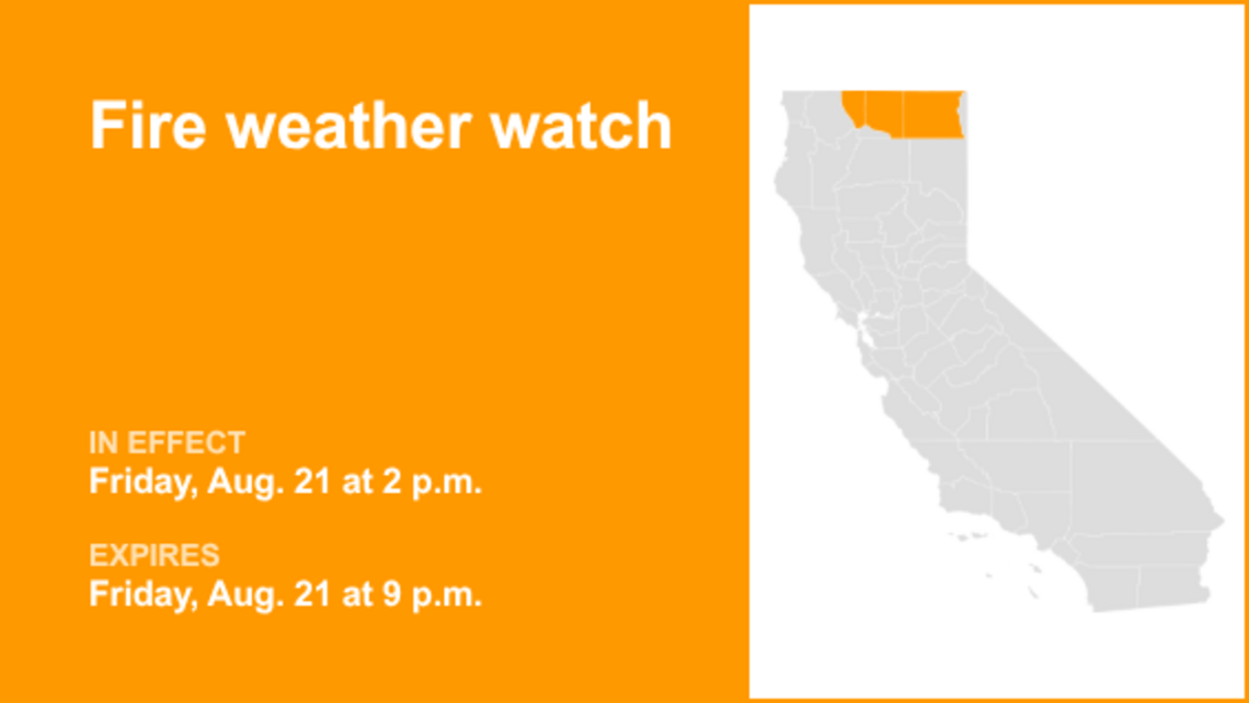 Fire weather watch for Shasta Cascade for Friday - increased fire danger 