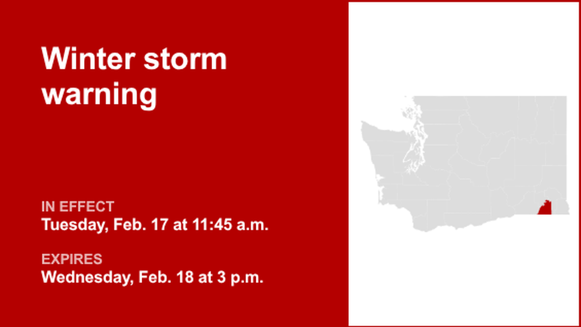 UPDATE: Winter storm warning previously issued for Northwest Blue Mountains will expire at 3 p.m. 