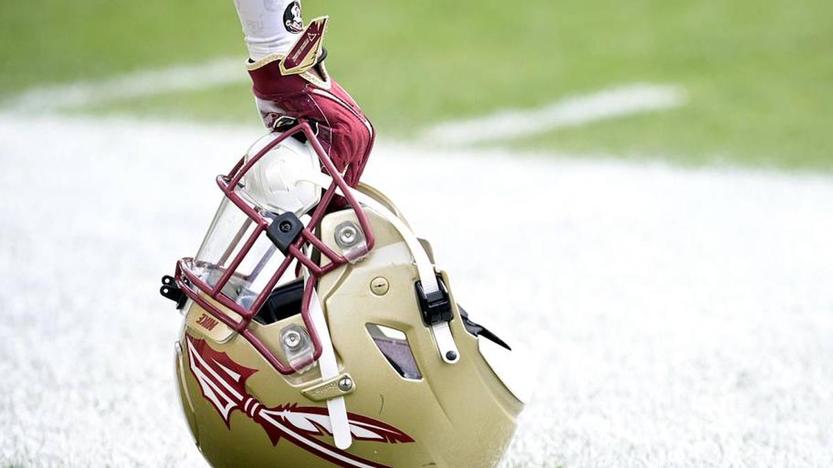  Apr 20, 2024; Tallahassee, Florida, USA; Florida State Seminoles helmet during the Spring Showcase at Doak S. Campbell Stadium. Mandatory Credit: Melina Myers-Imagn Images | Melina Myers-Imagn Images 