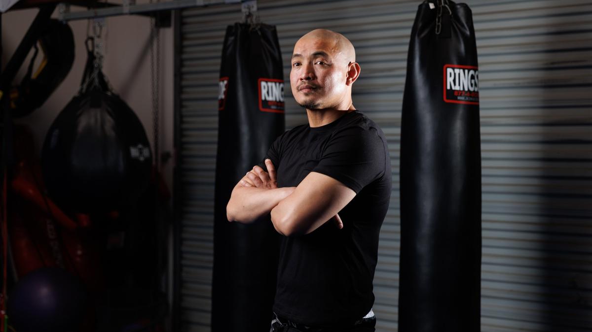 Filmmaker Dante Fortalez Trinidad, 46, poses at Arashi Brazilian Jiu Jitsu in South San Diego on Thursday, April 30, 2026. Trinidad is the writer, director and producer of Turmoil, a dark comedy about the veteran community and PTSD. (Kristian Carreon / The San Diego Union-Tribune)