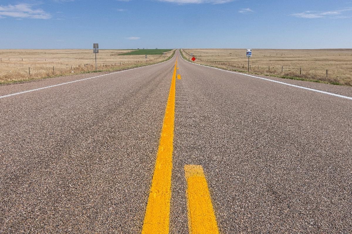 The eastern end of State Highway 52 in Raymer, Colorado, U.S., May 11, 2026.  REUTERS/Kevin Mohatt